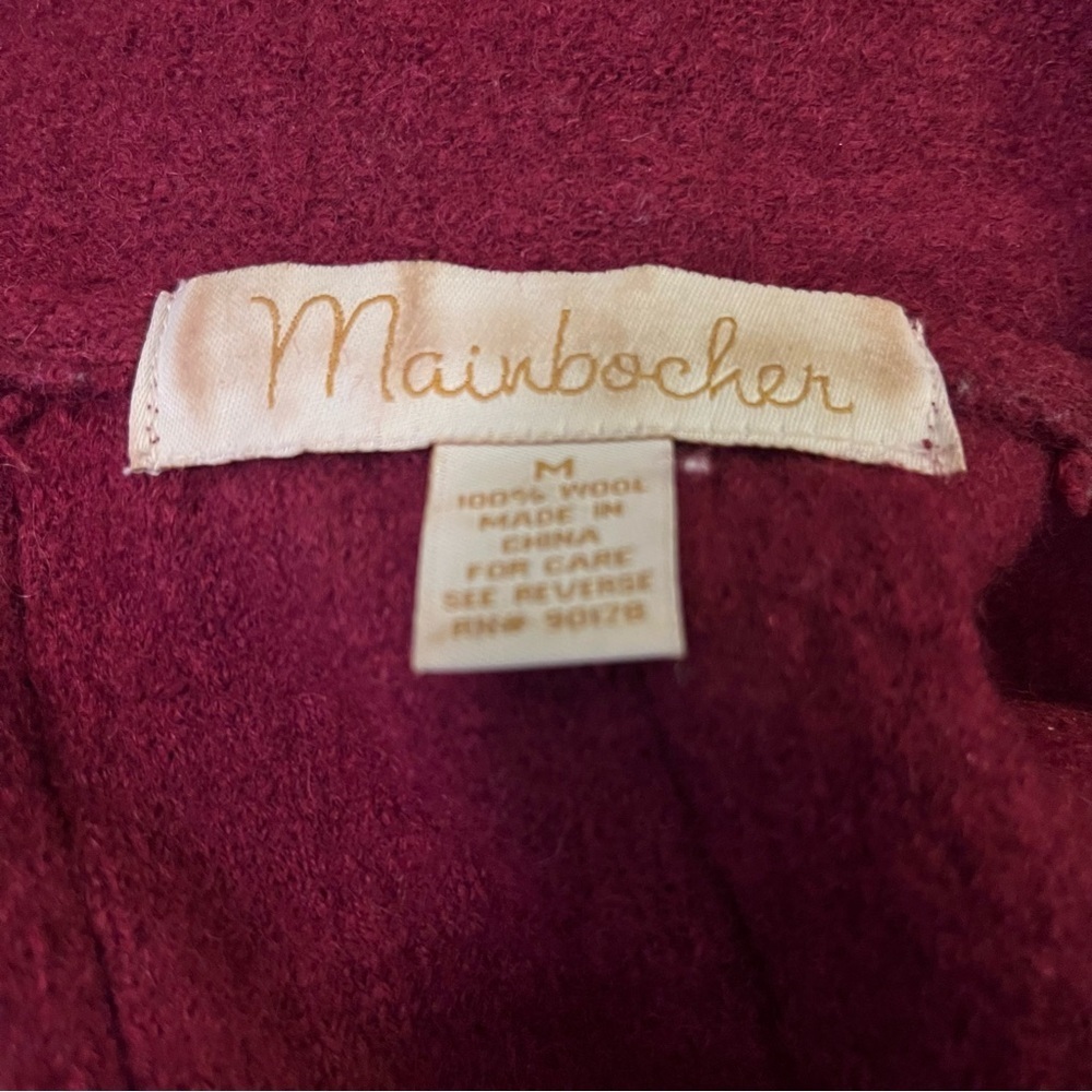 Mainbocher Wool Zip Jacket Sz M Burgundy Textured Flared Cuff Classic RN90778 - Picture 7 of 7
